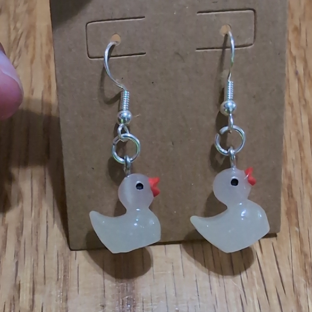 Light White  Duck Earrings
